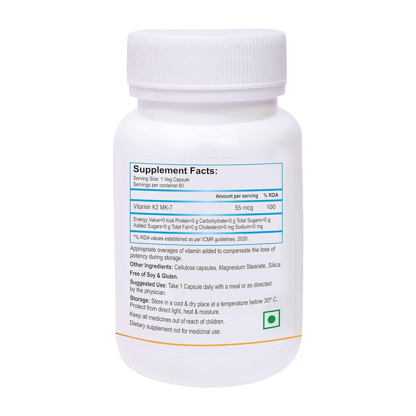 Biotrex Vitamin K2 as Mk-7 55mcg | Supports Bone Health | Promotes Heart Health | 60 Veg Capsules
