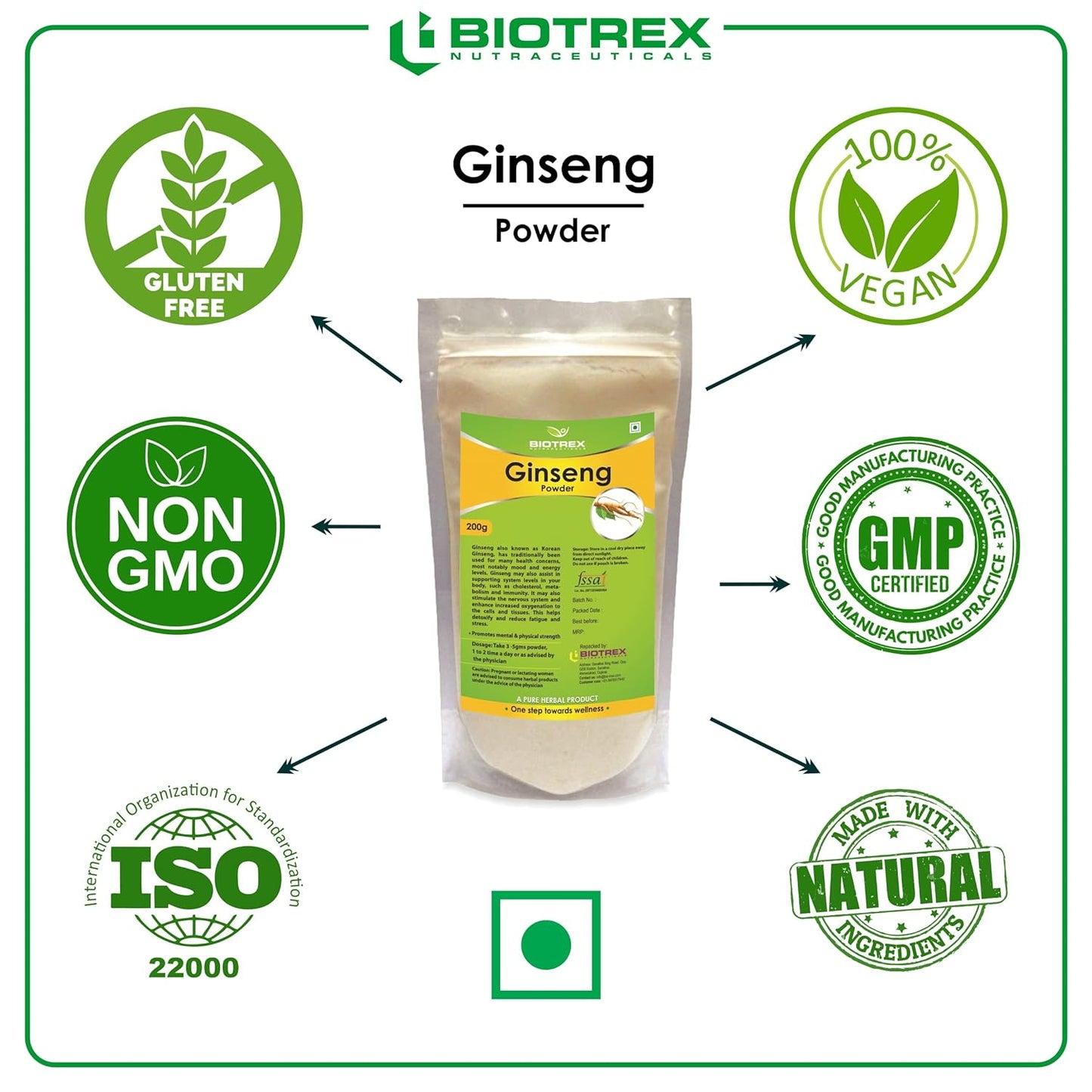 Biotrex Nutraceuticals Ginseng Herbal Powder - 200 G