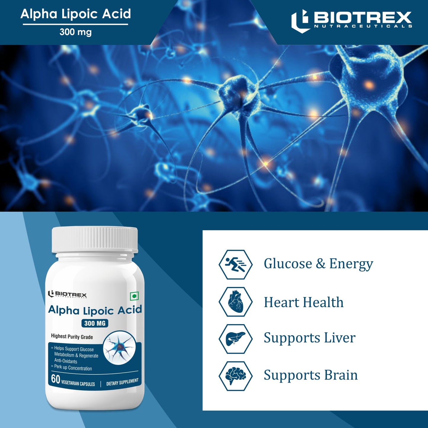 Biotrex Alpha Lipoic Acid 300mg - 60 Capsules