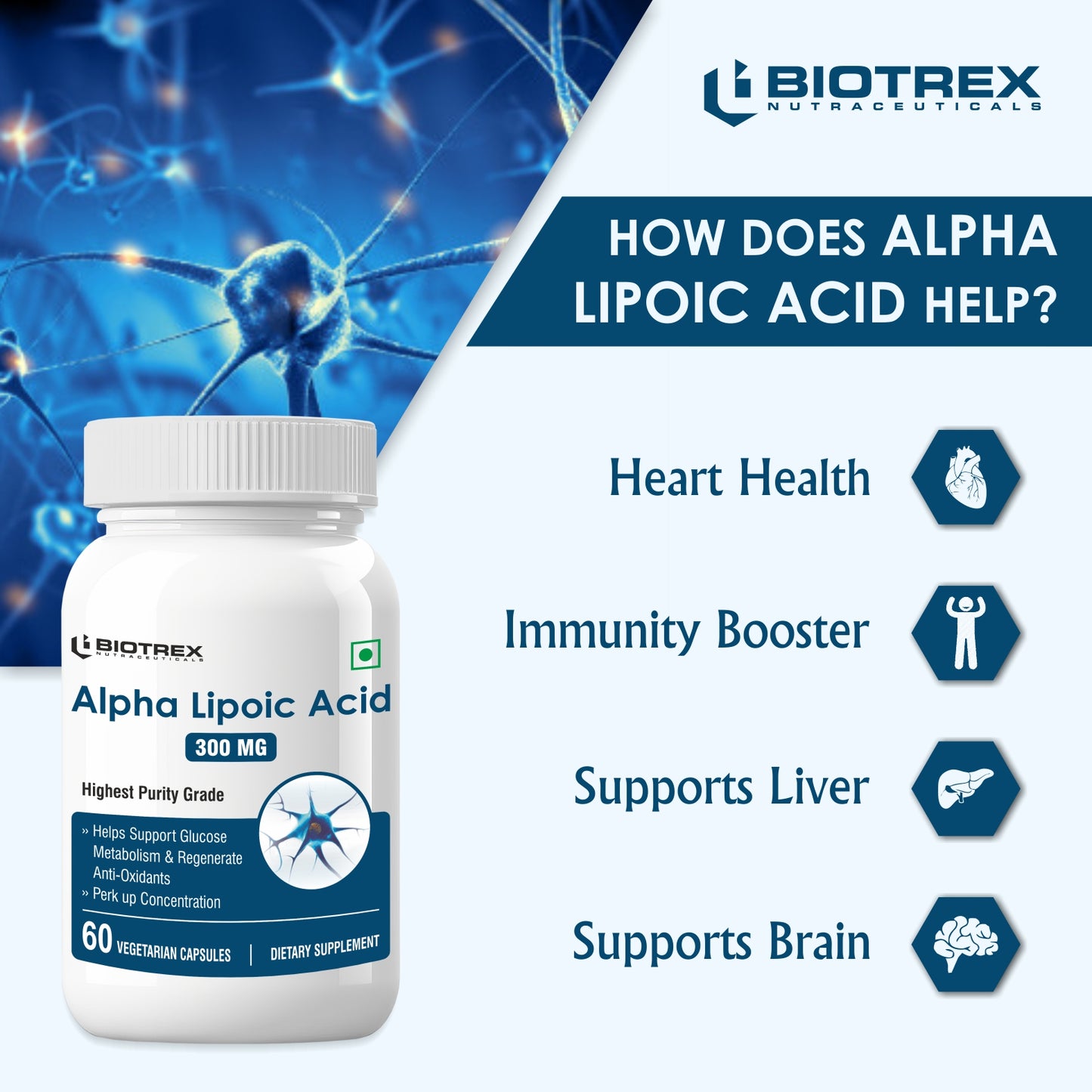 Biotrex Alpha Lipoic Acid 300mg - 60 Capsules
