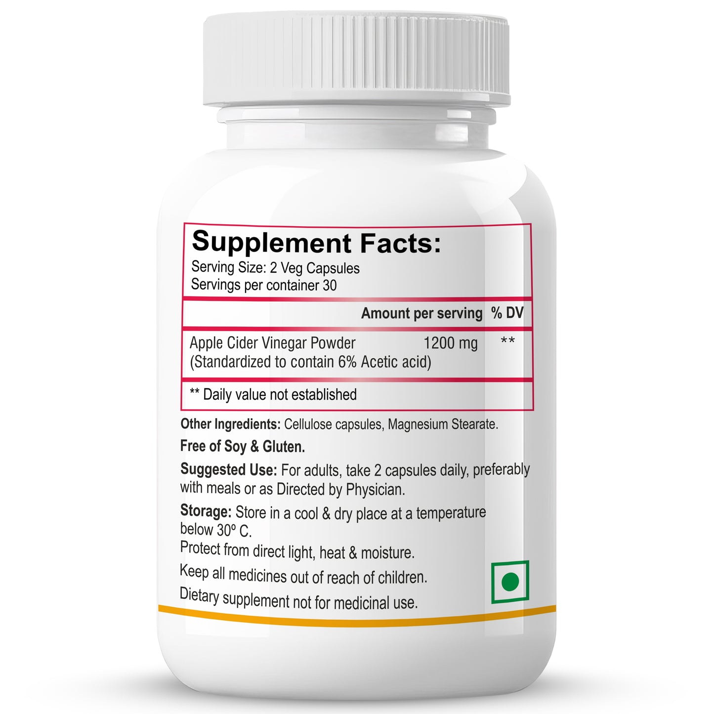 Biotrex Apple Cider Vinegar 1200mg Supplement - 60 Capsules