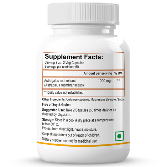 Biotrex Astragalus 500mg Supplement - 60 Veg Capsules