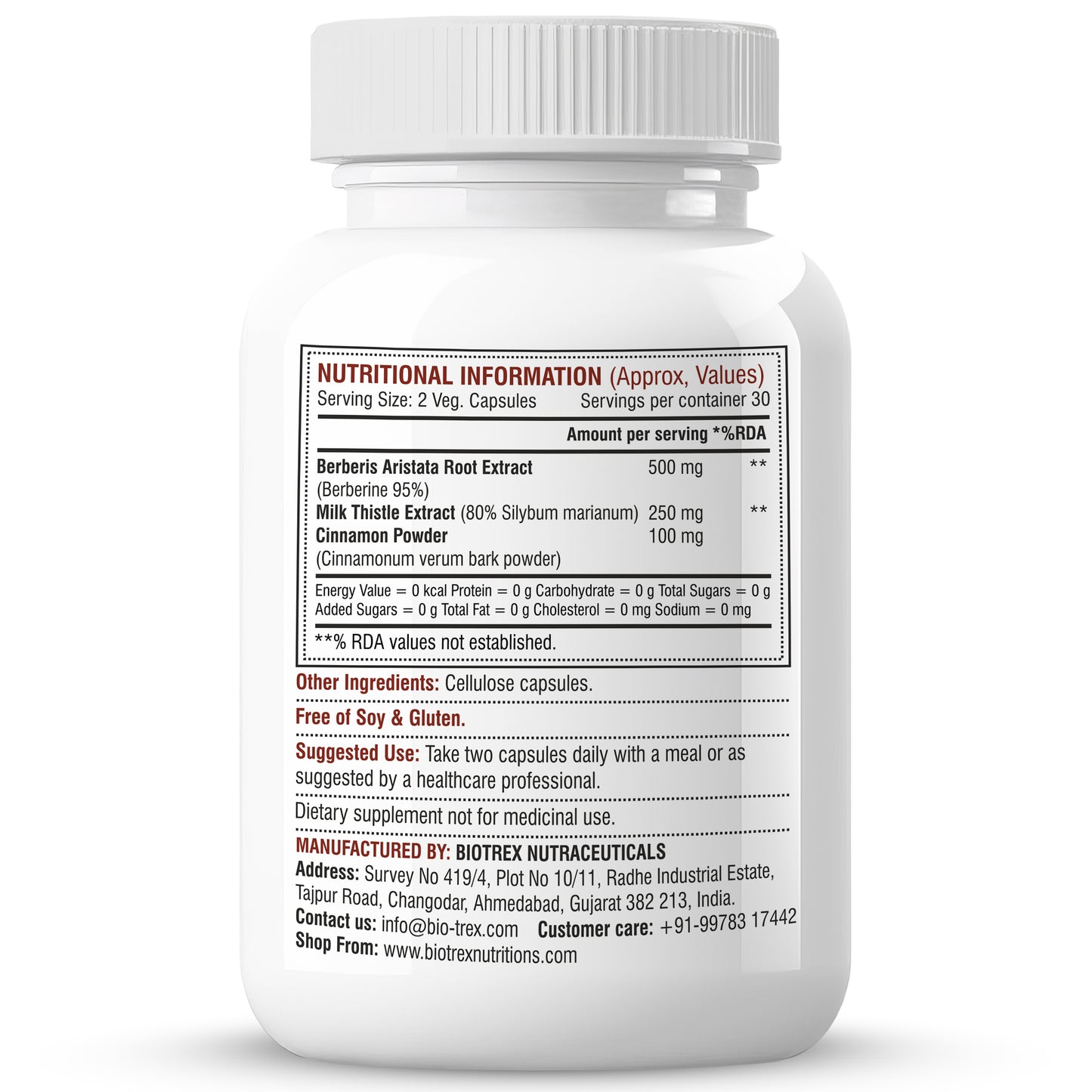 Biotrex Berberis Berberine 95% Supplement - 60 Veg Capsules