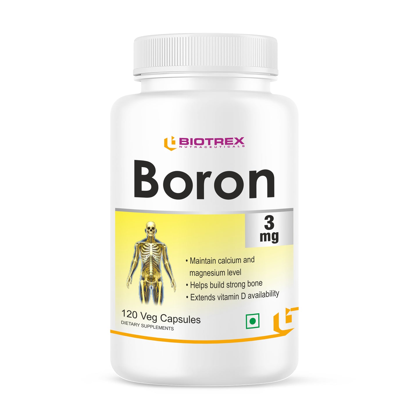 Biotrex Boron 3mg | Build Strong Bones | Improve Muscle Coordination | 120 Veg Capsules