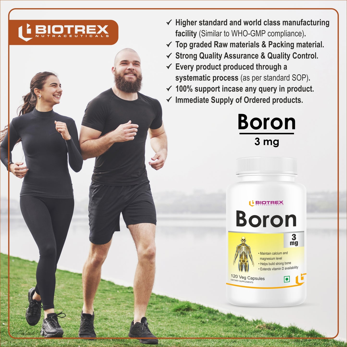 Biotrex Boron 3mg | Build Strong Bones | Improve Muscle Coordination | 120 Veg Capsules