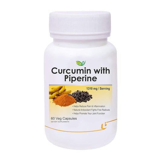 Biotrex Nutraceuticals Curcumin With Piperine 1310mg Supplement with 95% Curcuminoids, Good For Skin & Joint Pains, Better Absorption, Boost Immunity For Men & Women - 60 Veg Capsules