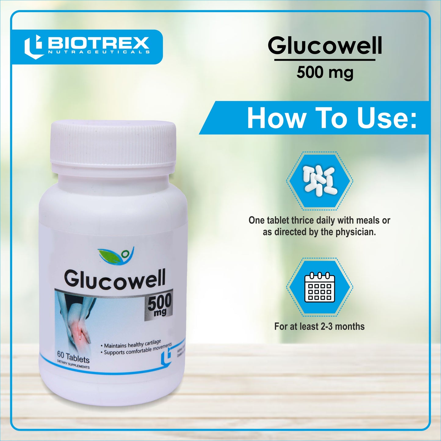 Biotrex Glucowell 500mg - 60 Tablets