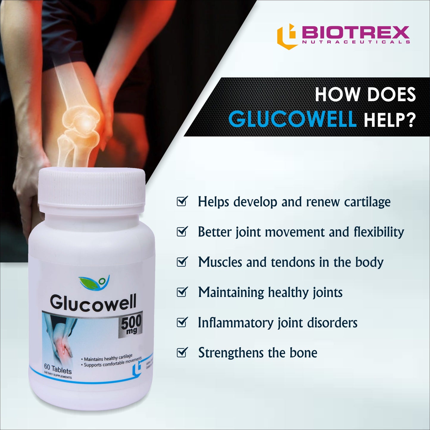 Biotrex Glucowell 500mg - 60 Tablets