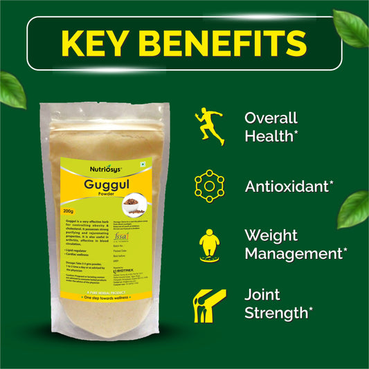 Nutriosys Guggul Herbal Powder - 200gram, Reduce Cholesterol, Helps In Weight Managment