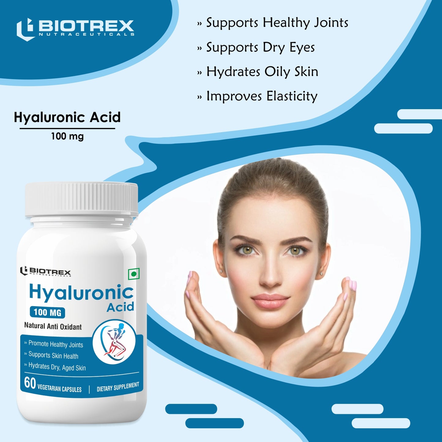 Biotrex Hyaluronic Acid 100mg - 60 Capsules