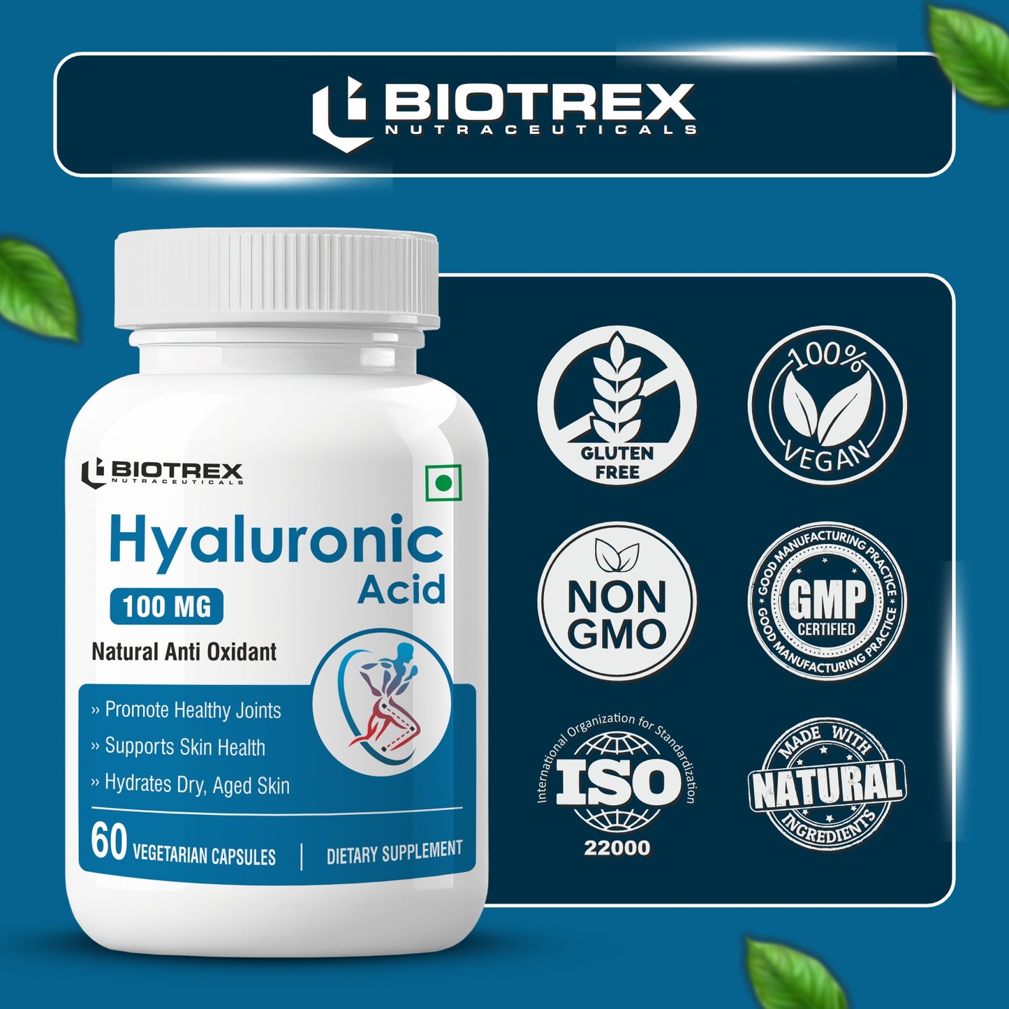 Biotrex Hyaluronic Acid 100mg - 60 Capsules