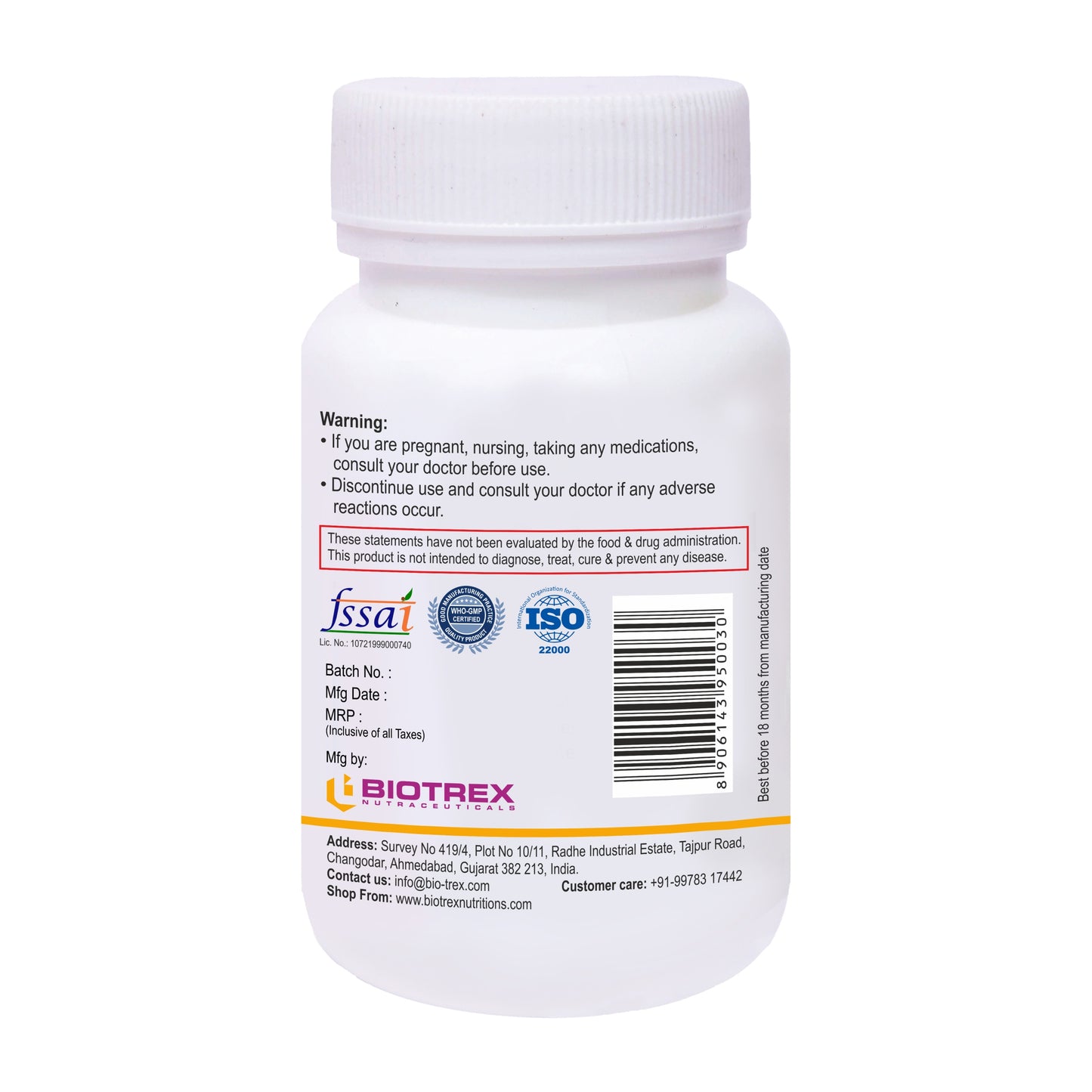 Biotrex Iron 19mg (As Ferrous fumarate) | Boosts immunity, Supports energy, Brain function & Muscle function | For Both Men & Women - 60 Tablets