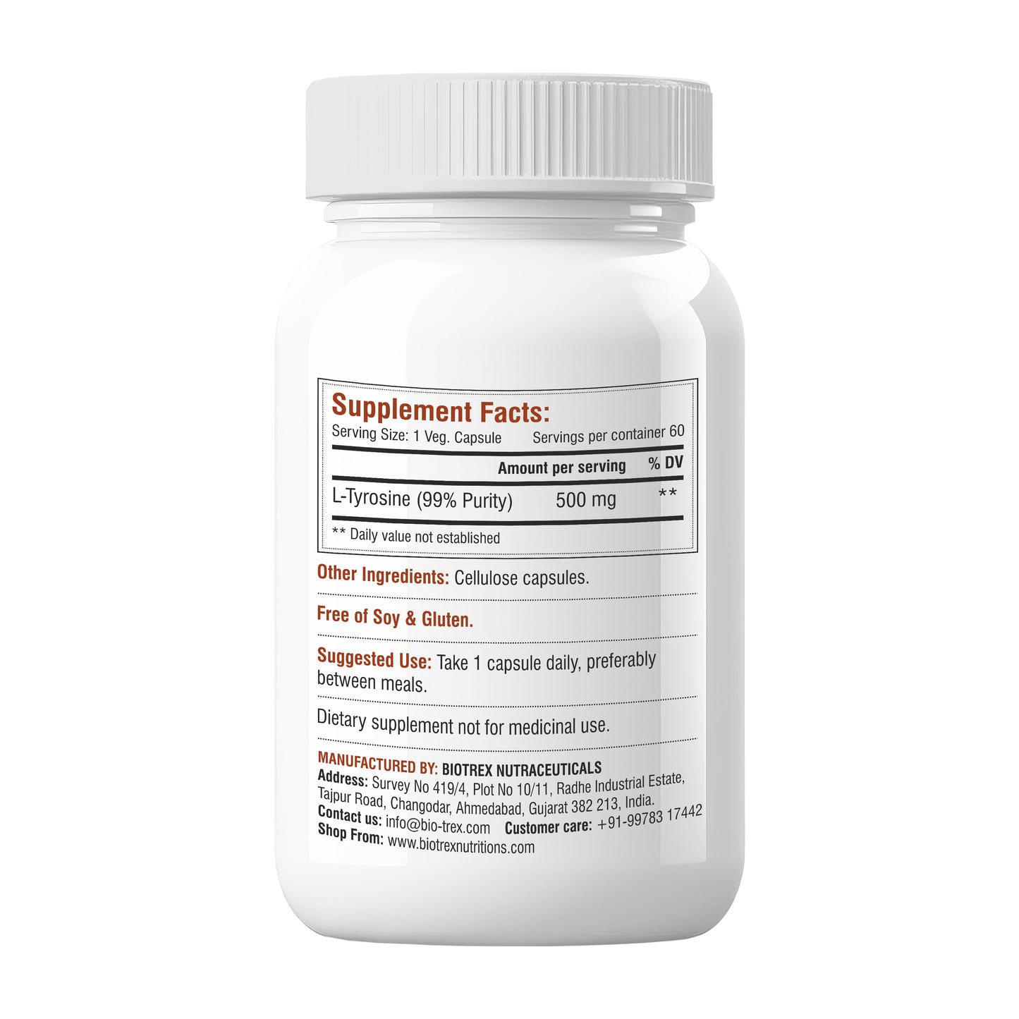Biotrex L-Tyrosine 500mg - 60 Capsules