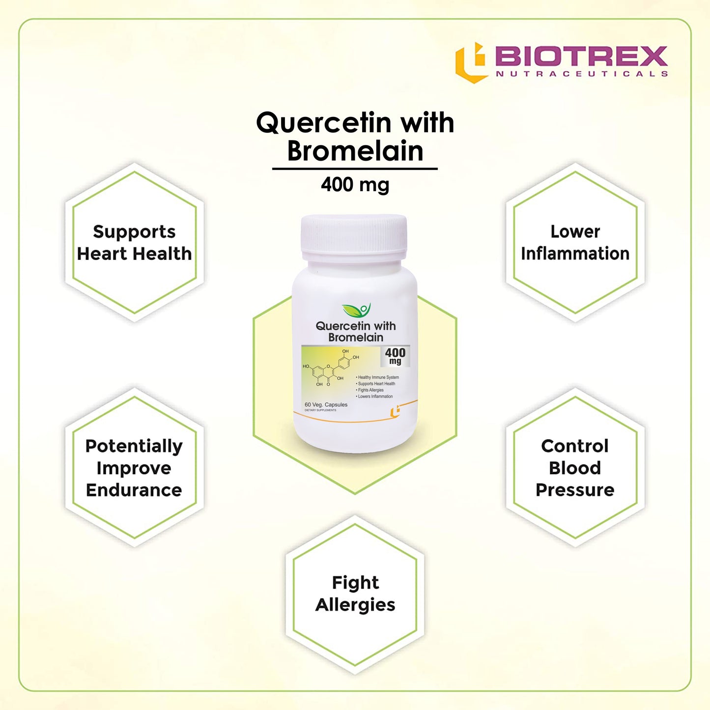 Biotrex Quercetin with Bromelain 400mg - 60 Capsules