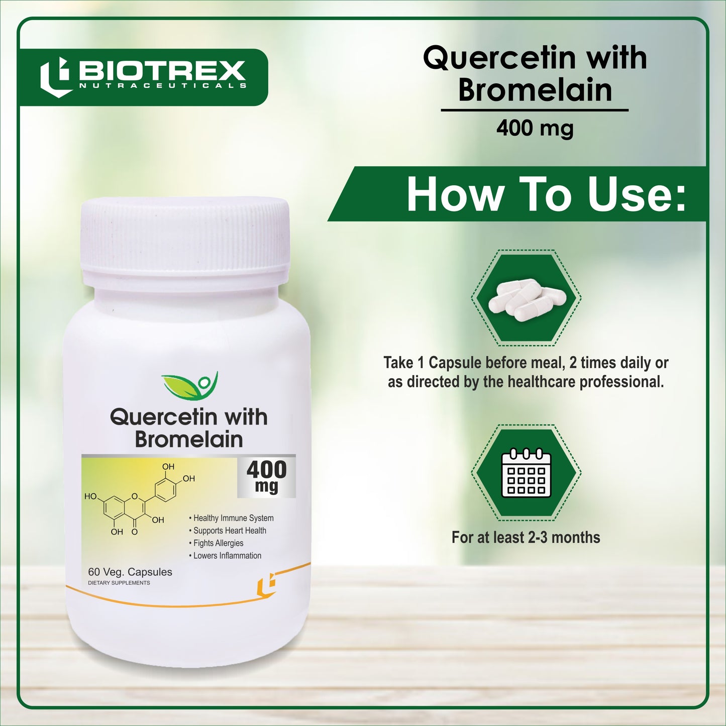Biotrex Quercetin with Bromelain 400mg - 60 Capsules