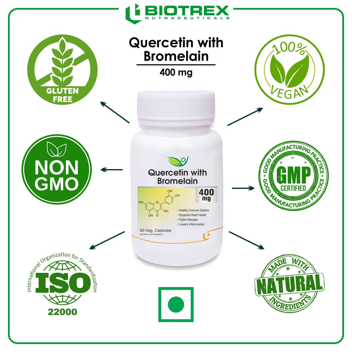 Biotrex Quercetin with Bromelain 400mg - 60 Capsules