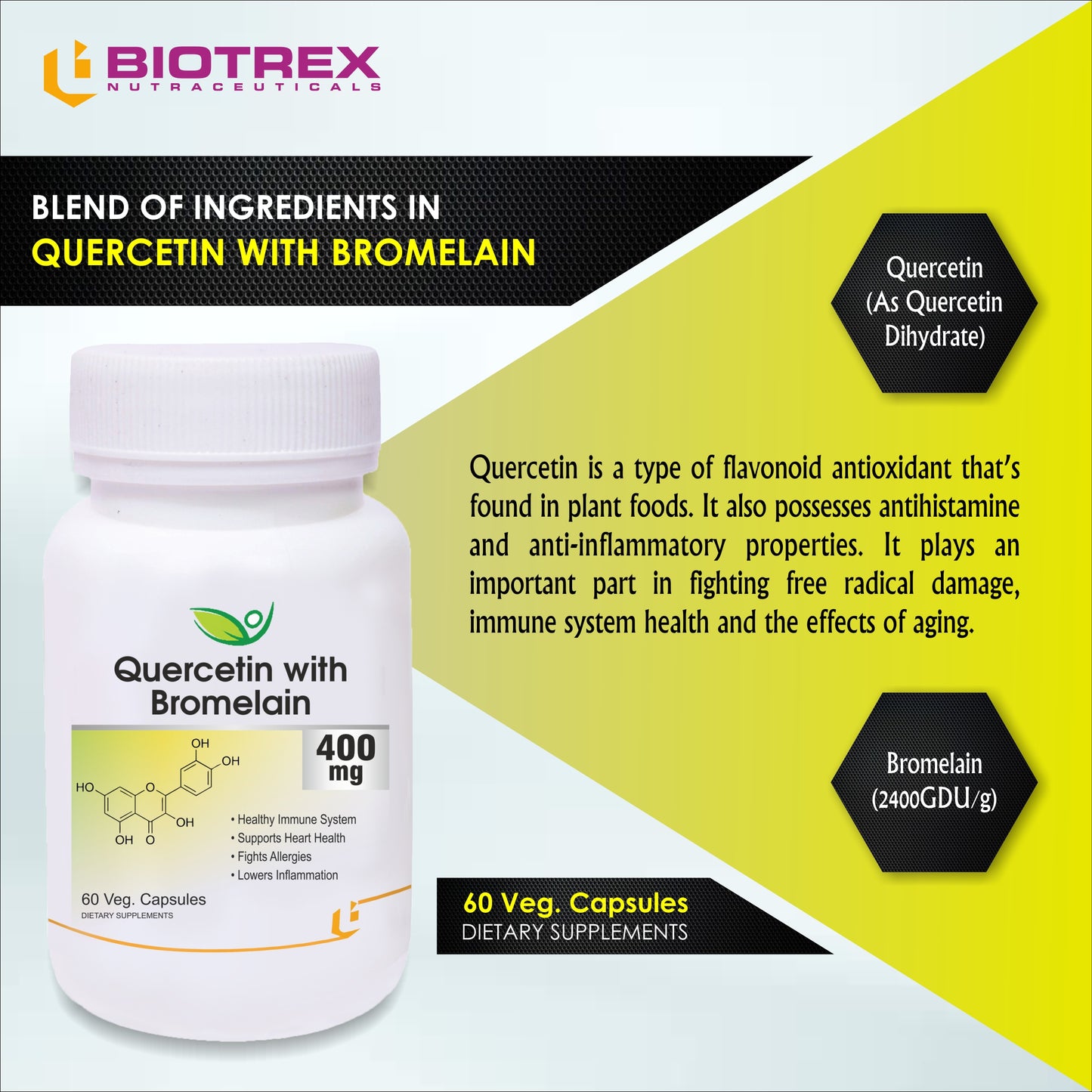 Biotrex Quercetin with Bromelain 400mg - 60 Capsules