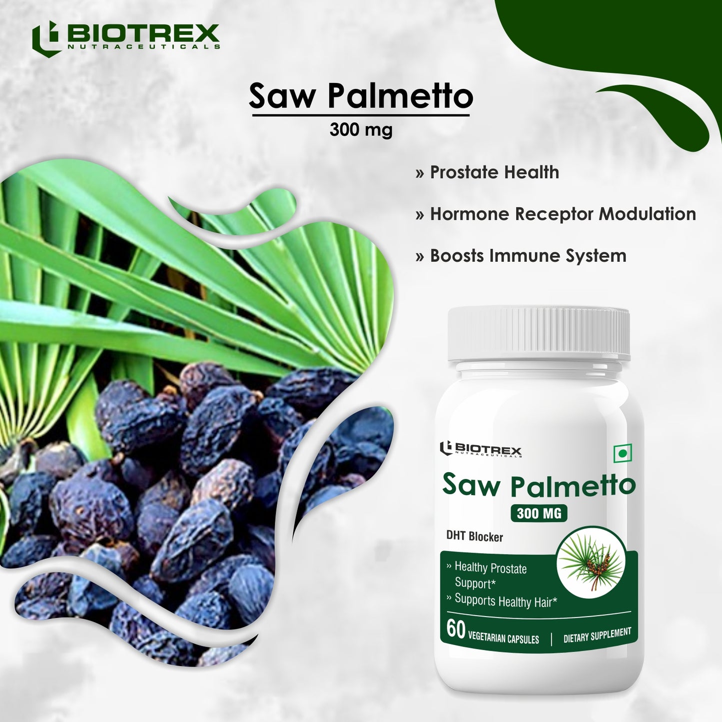 Biotrex Saw palmetto 300mg - 60 Capsules