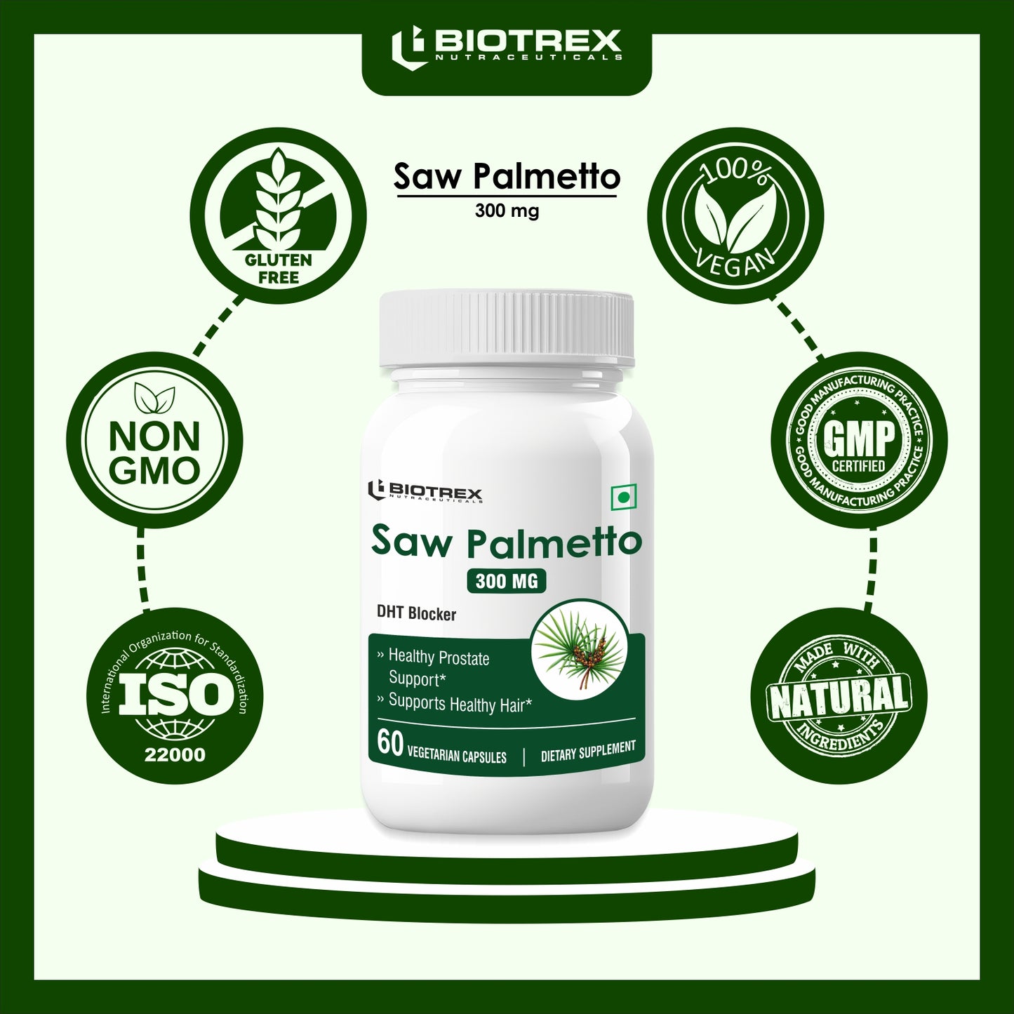 Biotrex Saw palmetto 300mg - 60 Capsules