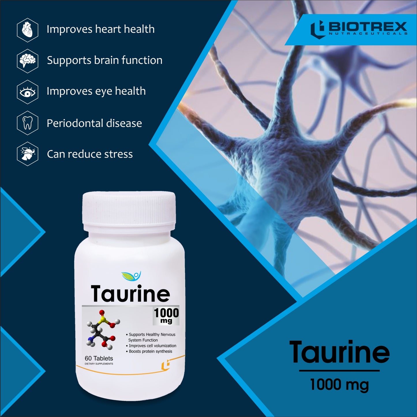 Biotrex Taurine 1000mg- 60 Tablets