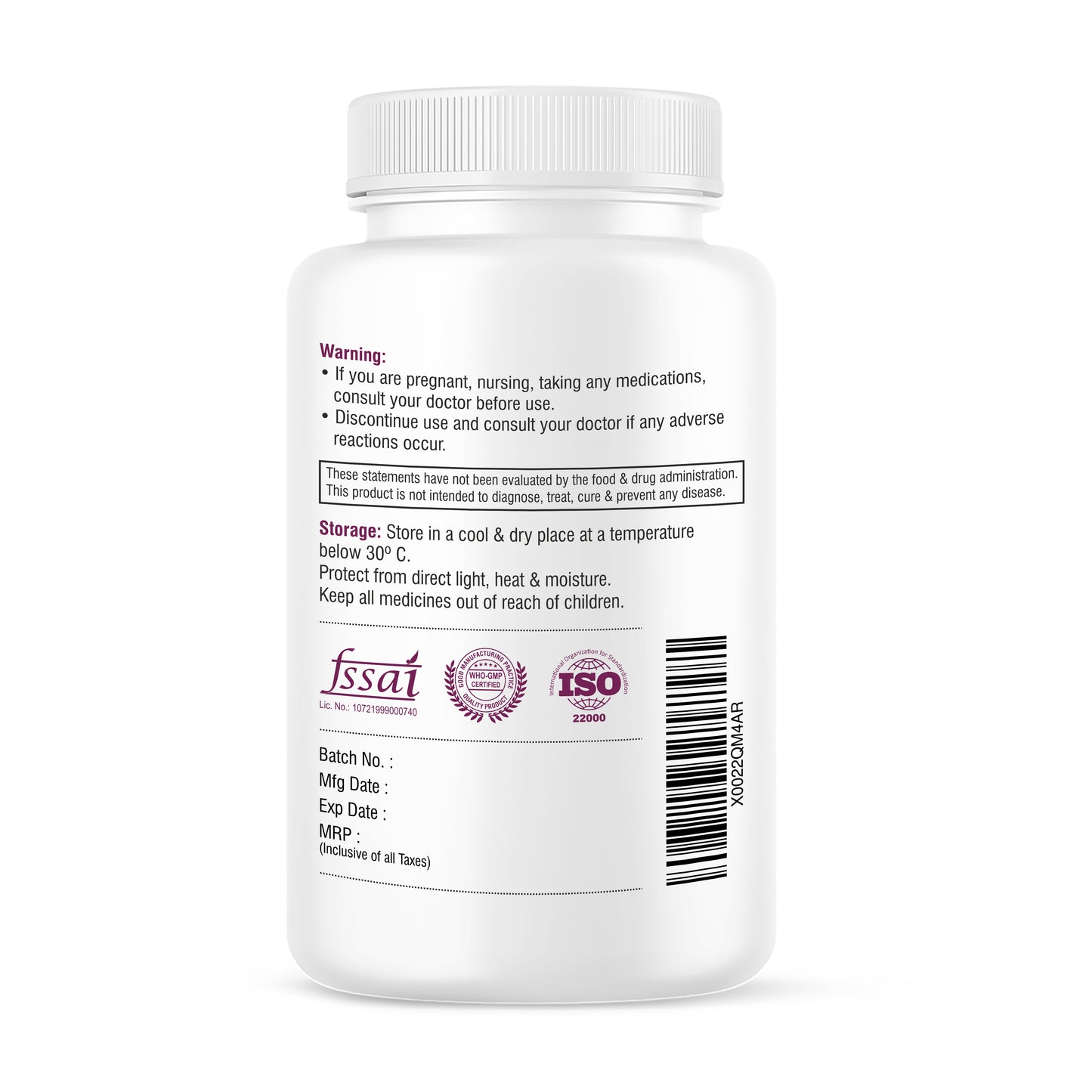 Biotrex Zinc Citrate Supplement With High Purity, Supports Healthy Skin, Hair & Nails, Immune Health - 120 Veg Capsules