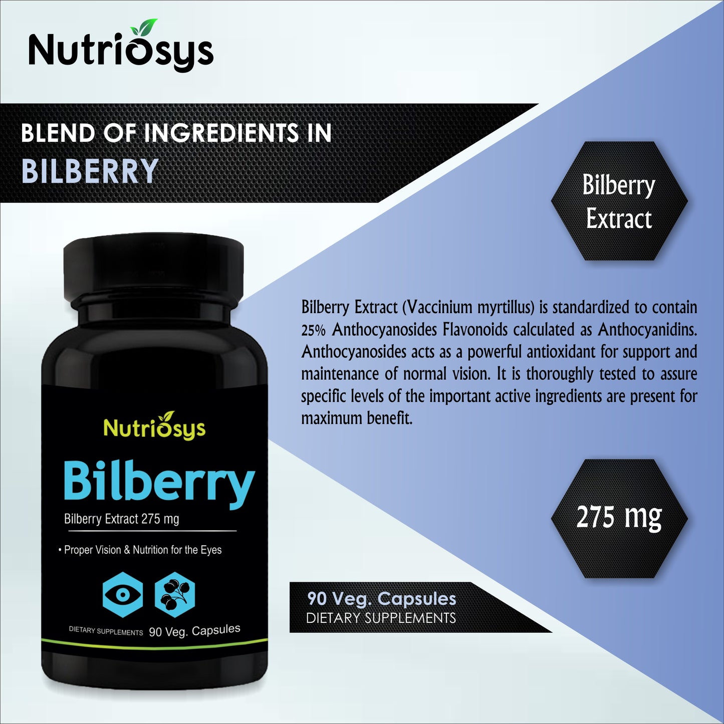 Nutriosys Bilberry 275mg - 90 Capsules