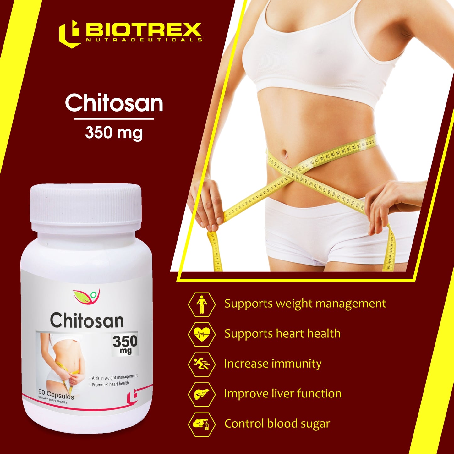 Biotrex Chitosan 350mg - 60 Capsules