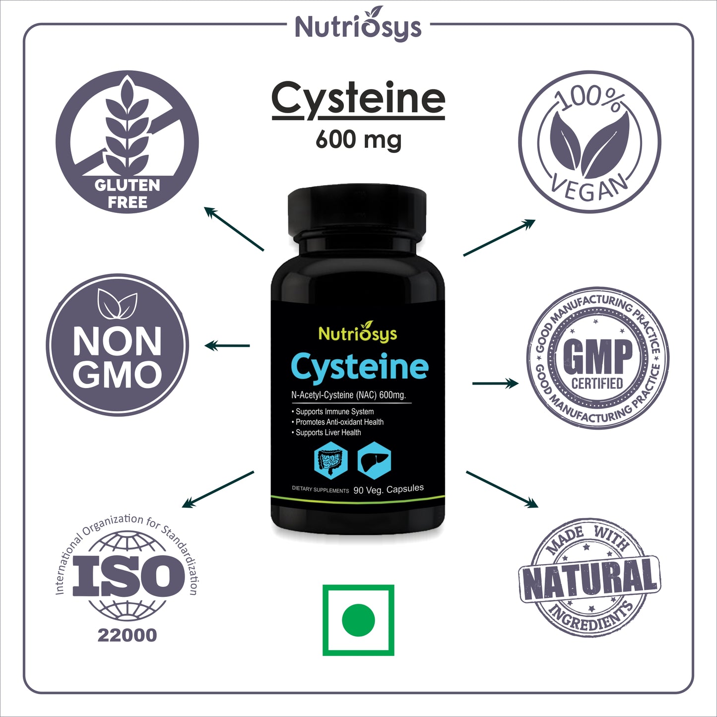 Nutriosys Cysteine 600mg - 90 Capsules