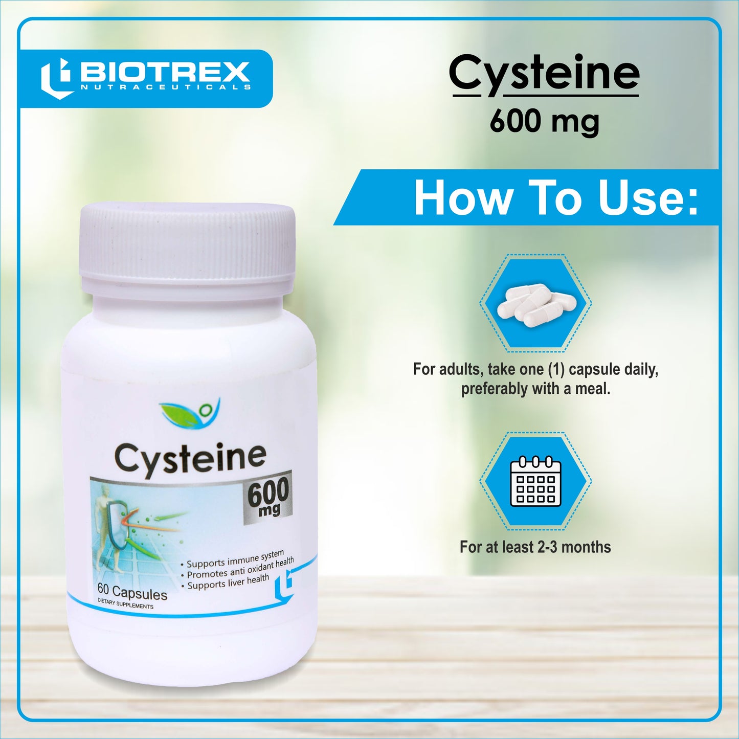 Biotrex Cysteine 600mg - 60 Capsules