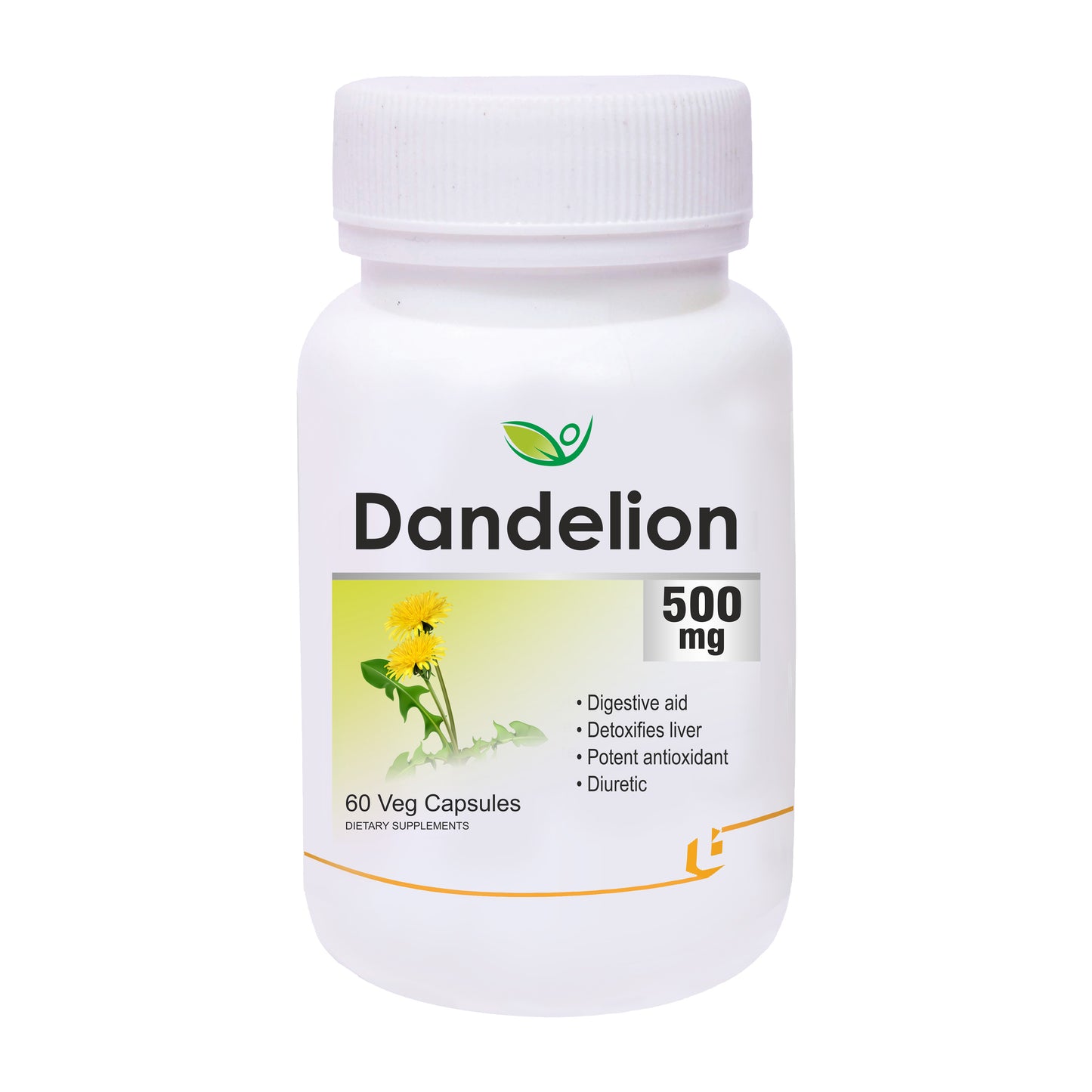 Biotrex Dandelion 500mg - 60 Capsules, Antioxidant, Detoxifies Liver, Digestive Aid