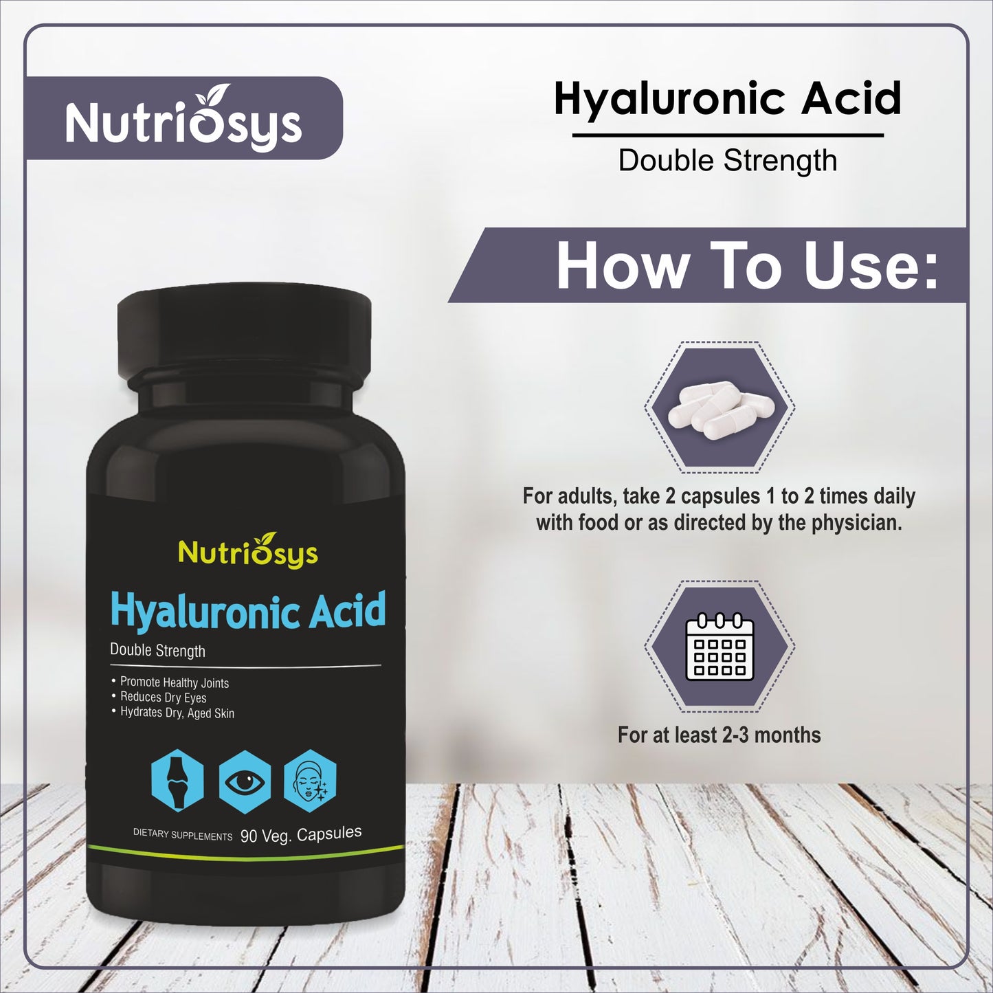 Nutriosys Hyaluronic Acid Double Strength - 90 Capsules