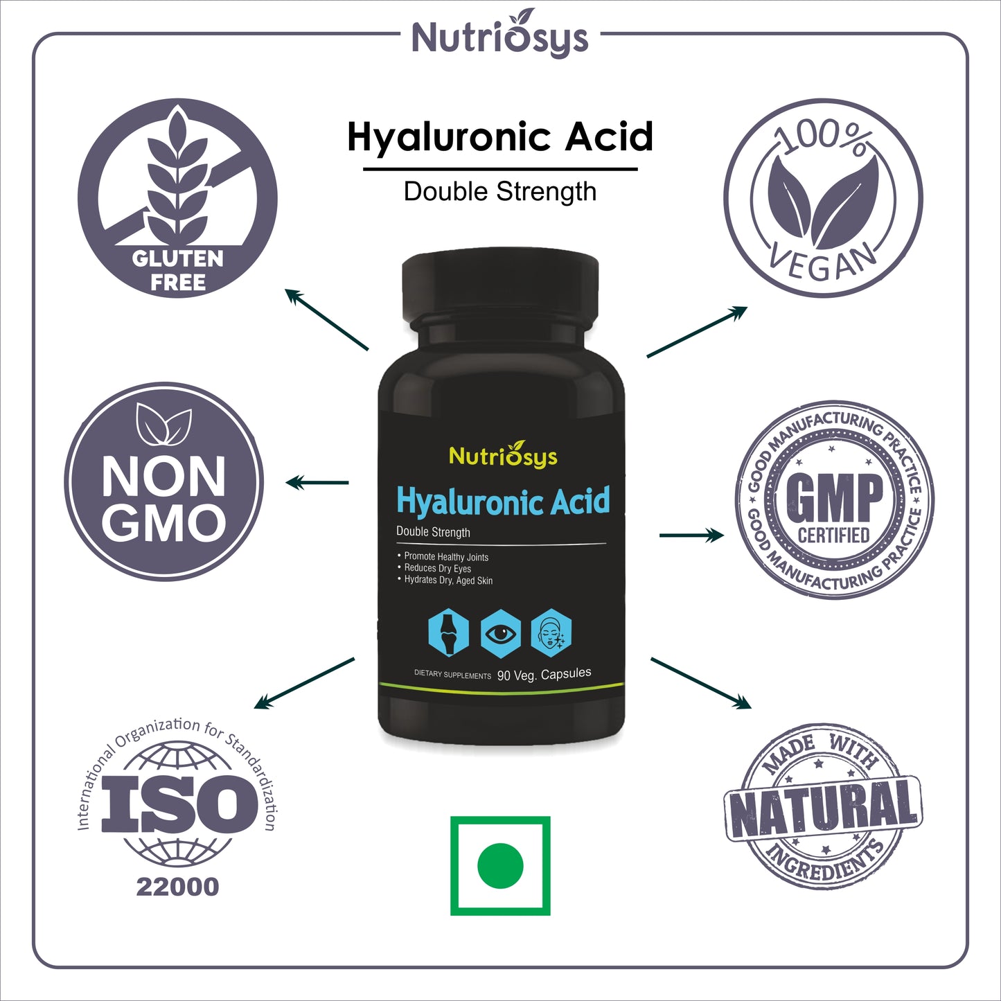 Nutriosys Hyaluronic Acid Double Strength - 90 Capsules
