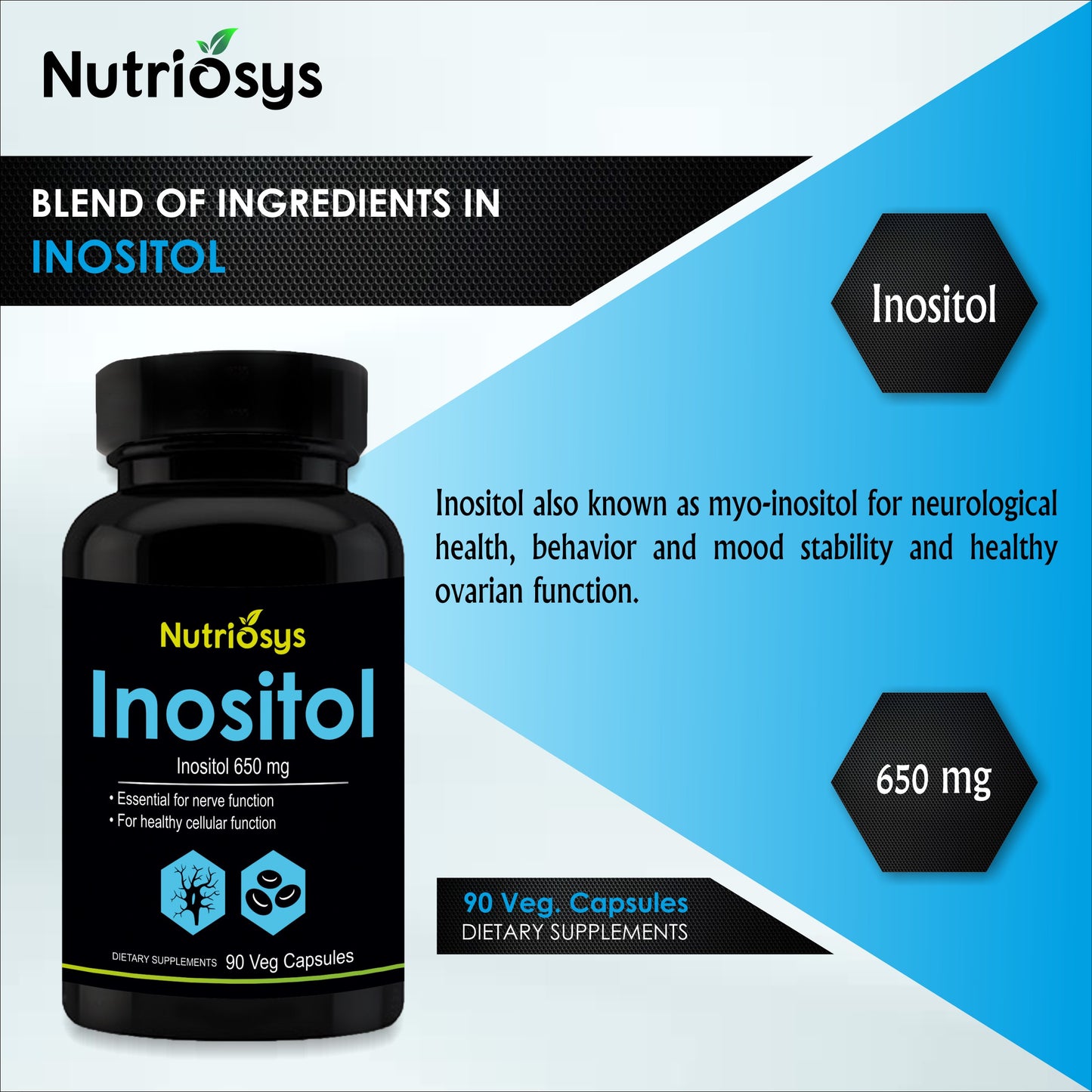 Nutriosys Inositol 650mg - 90 Capsules