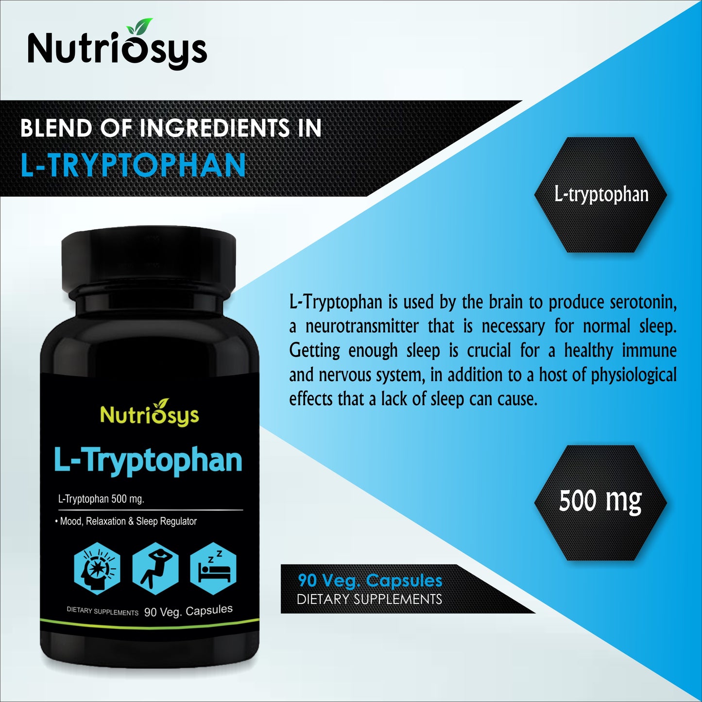 Nutriosys L-Tryptophan 500mg - 90 Capsules