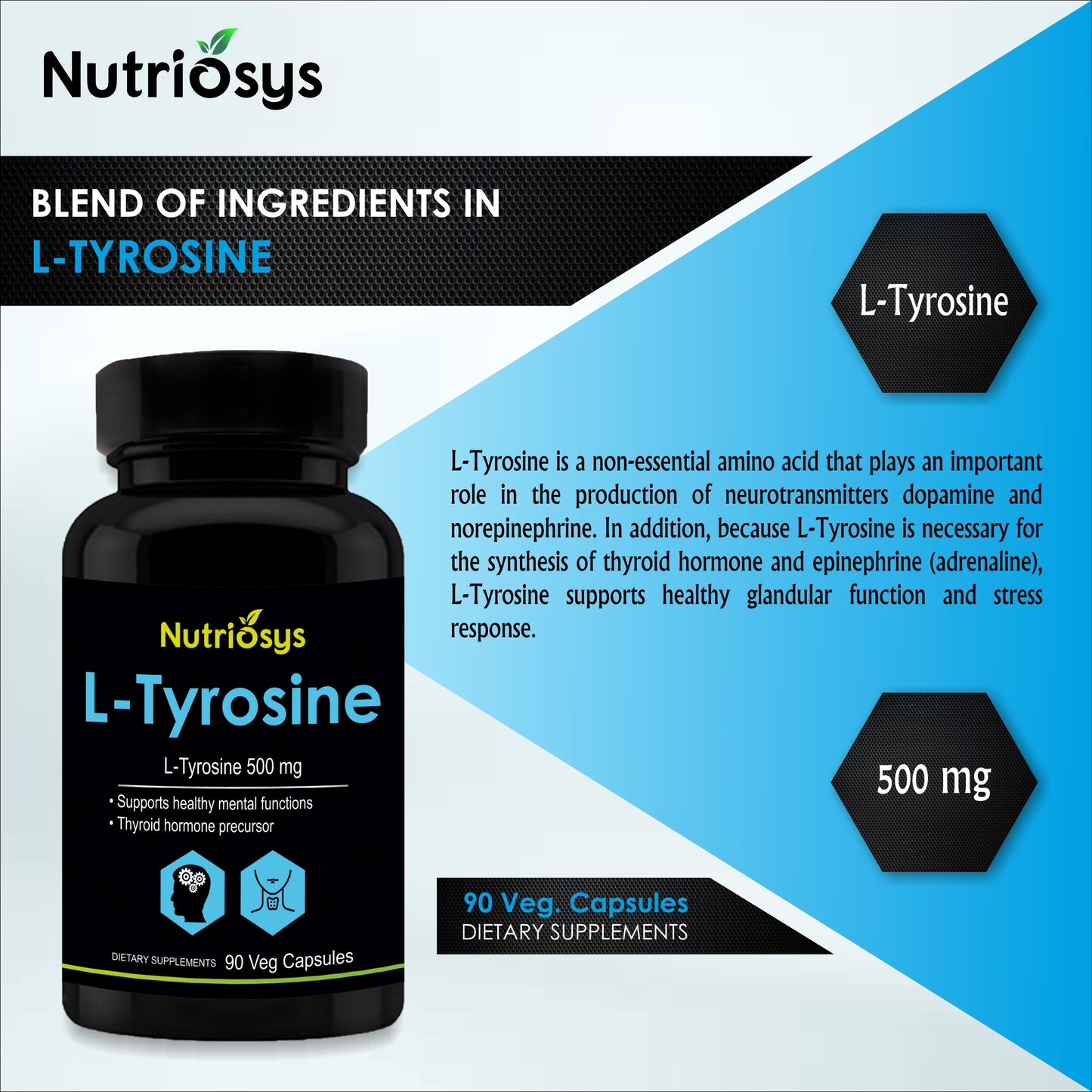 Nutriosys L-Tyrosine 500mg - 90 Capsules