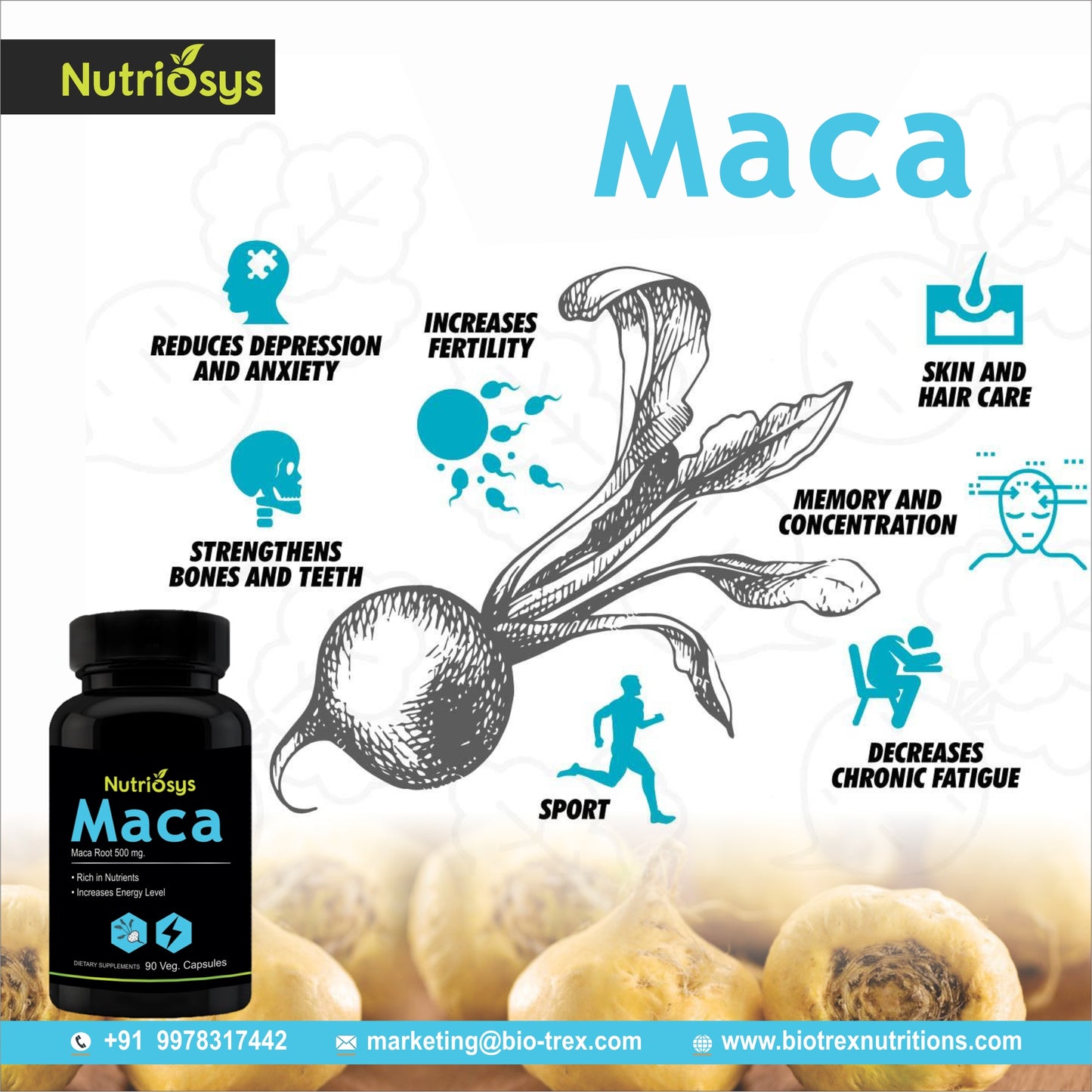 Nutriosys Maca 500mg - 90 Capsules