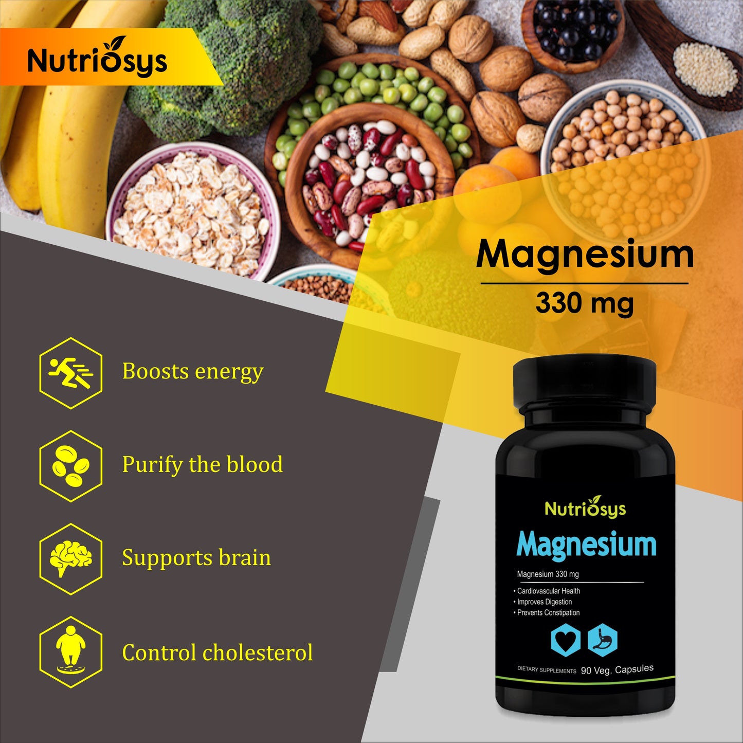 Nutriosys Magnesium Citrate 330mg - 90 Capsules