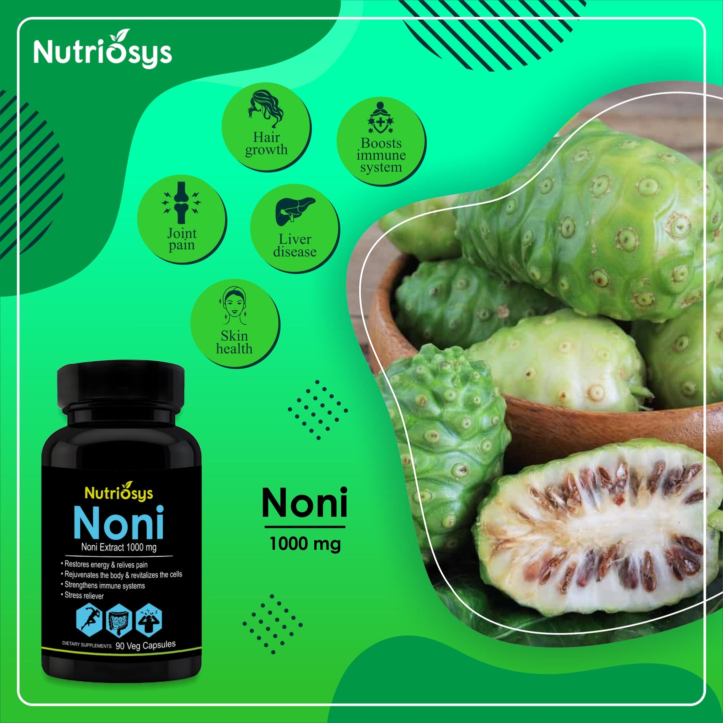 Nutriosys Noni 1000mg - 90 Capsules
