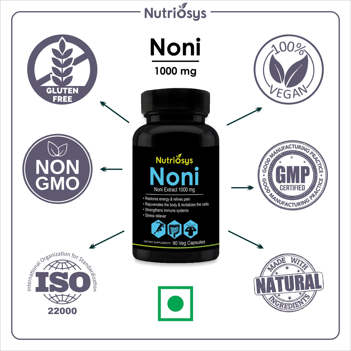 Nutriosys Noni 1000mg - 90 Capsules