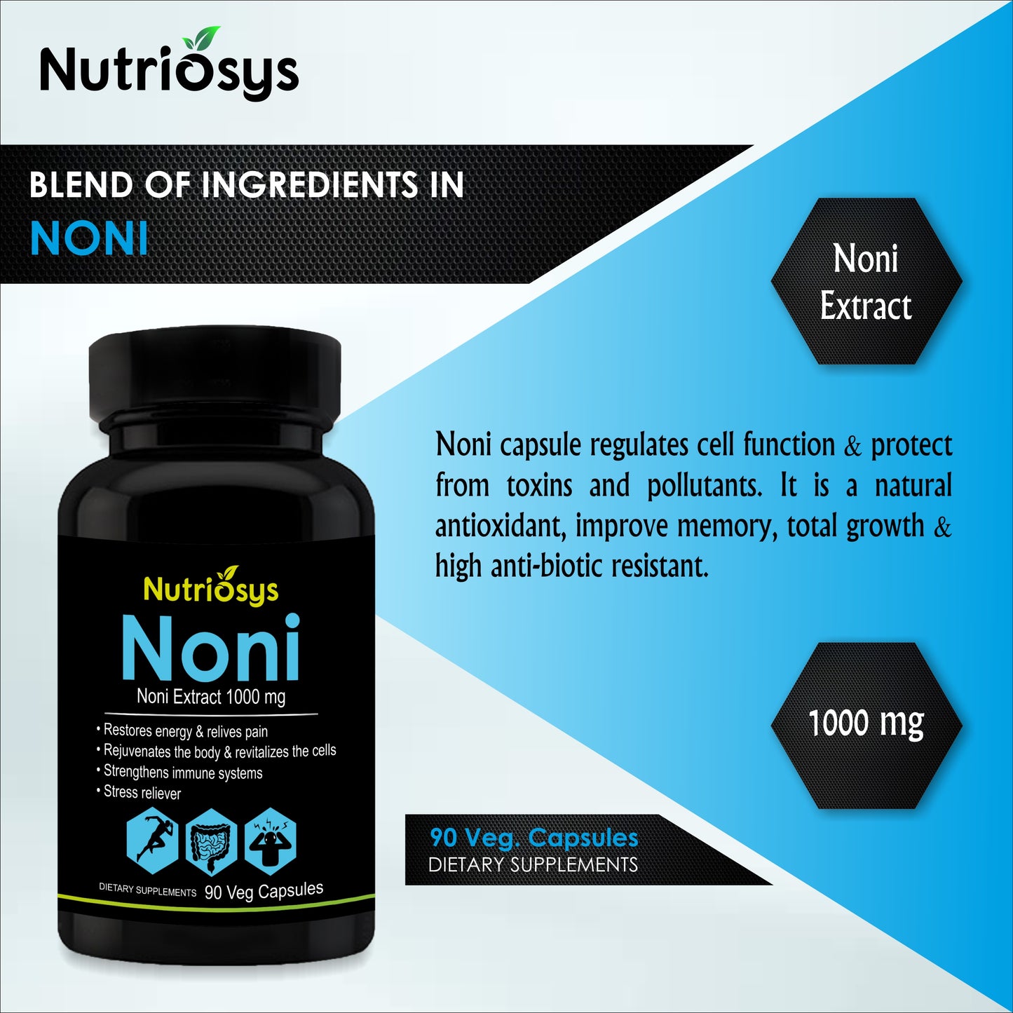 Nutriosys Noni 1000mg - 90 Capsules