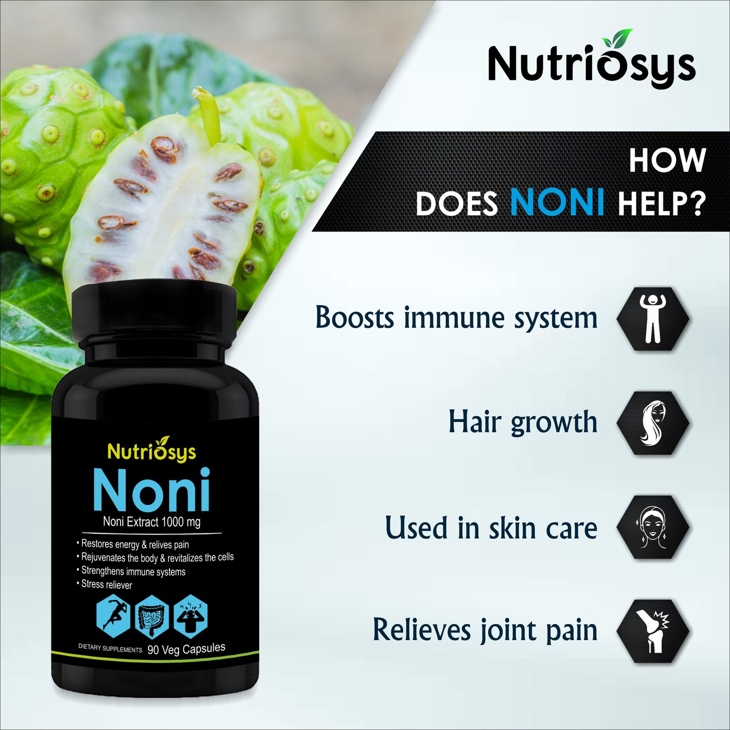 Nutriosys Noni 1000mg - 90 Capsules