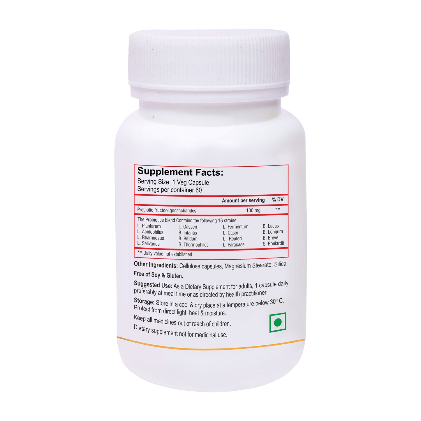Biotrex Probiotics 30 Billion 100mg - 60 Capsules Weight Management Support, Gut Microbiota Balance & Digestive Health