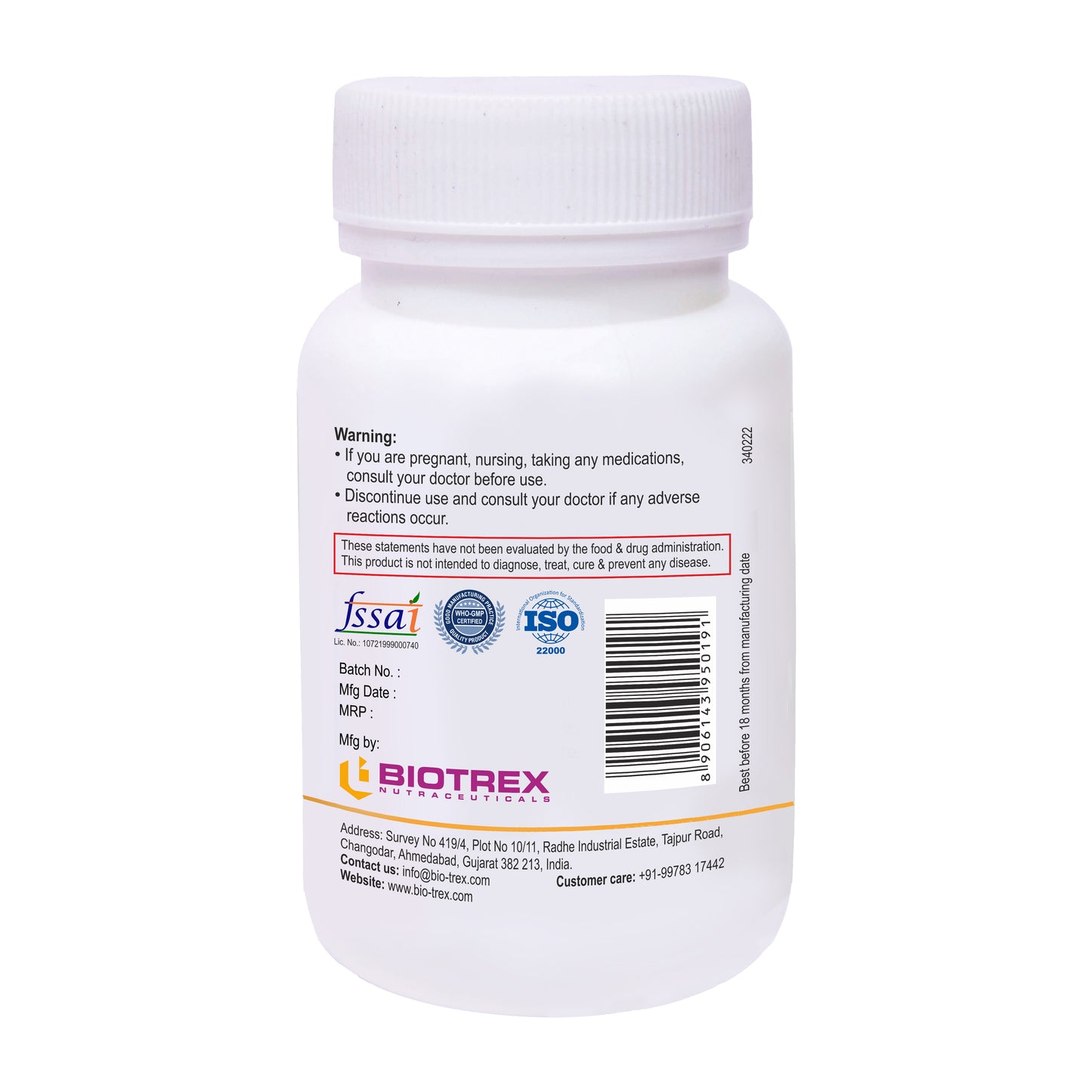 Biotrex Probiotics 30 Billion 100mg - 60 Capsules Weight Management Support, Gut Microbiota Balance & Digestive Health