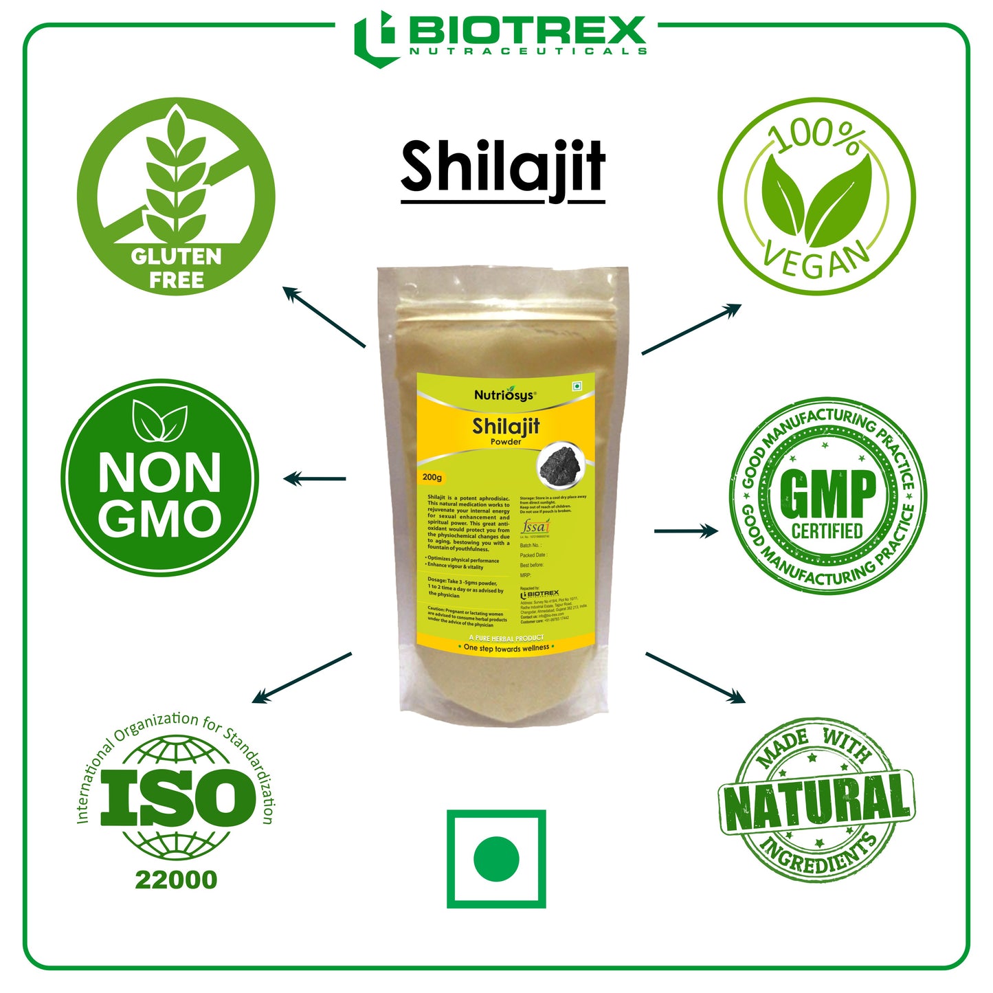 Nutriosys Shilajit Herbal Powder - 200gram Energy and Stamina & Antioxidant and Anti-Inflammatory Properties