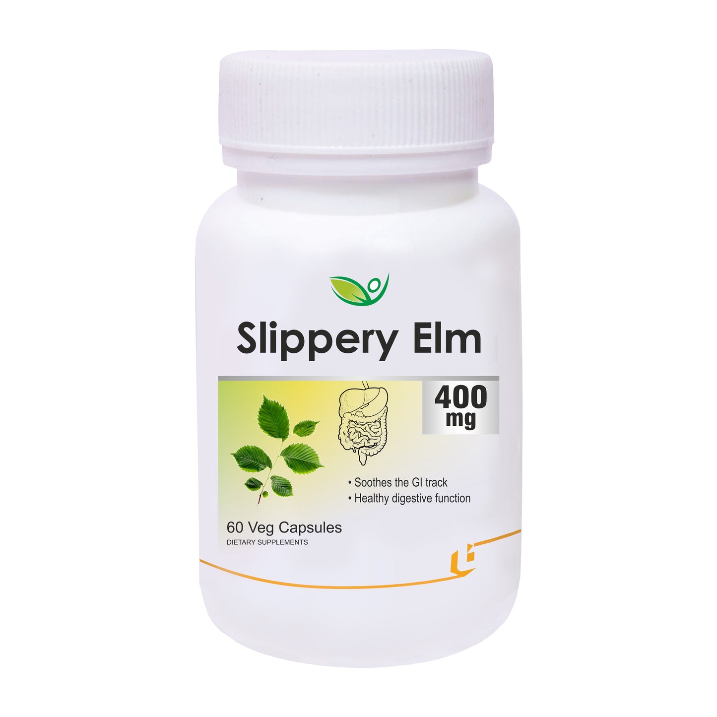 Biotrex Slippery Elm 400mg - 60 Capsules Soothing Digestive Aid, Gastrointestinal Protection & Relief from Sore Throat and Cough