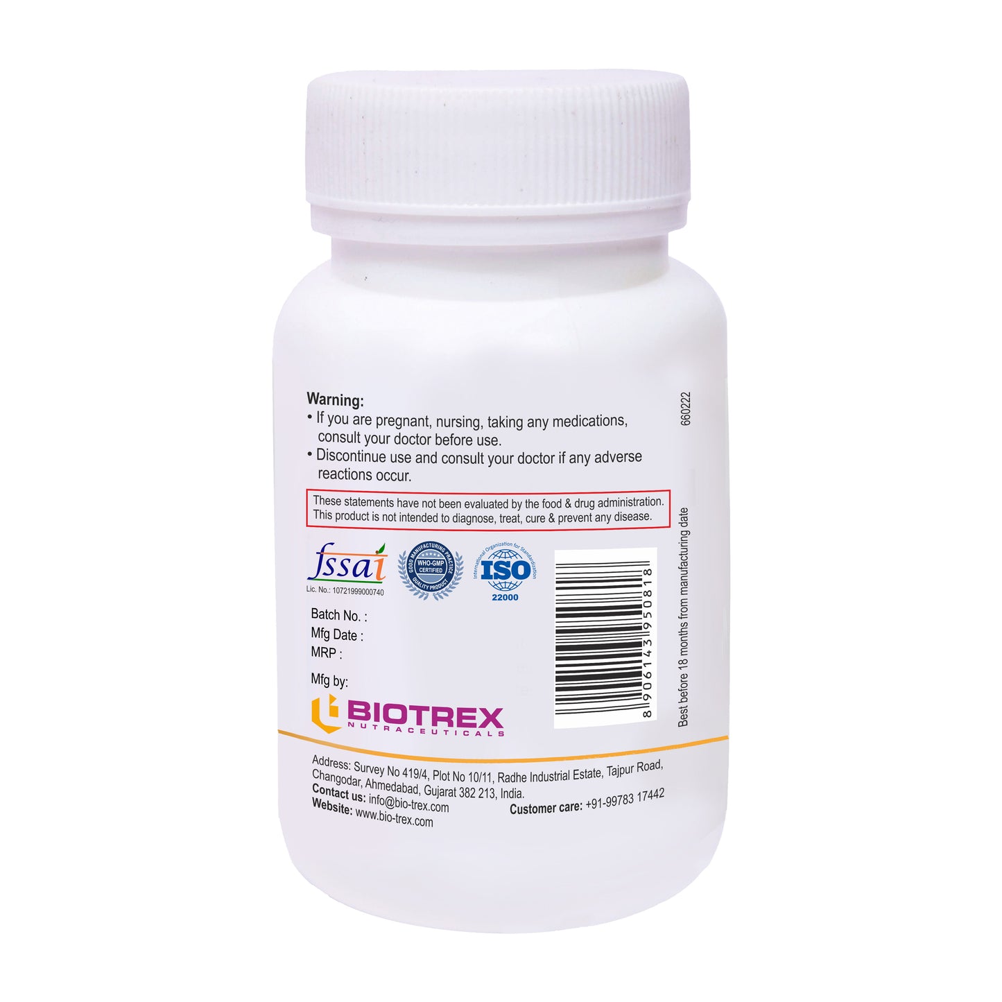 Biotrex Thiamin 100mg (Vitamin B1) - 60 Veg Capsules Energy Production, Stress Management, Cognitive Function & Antioxidant Activity