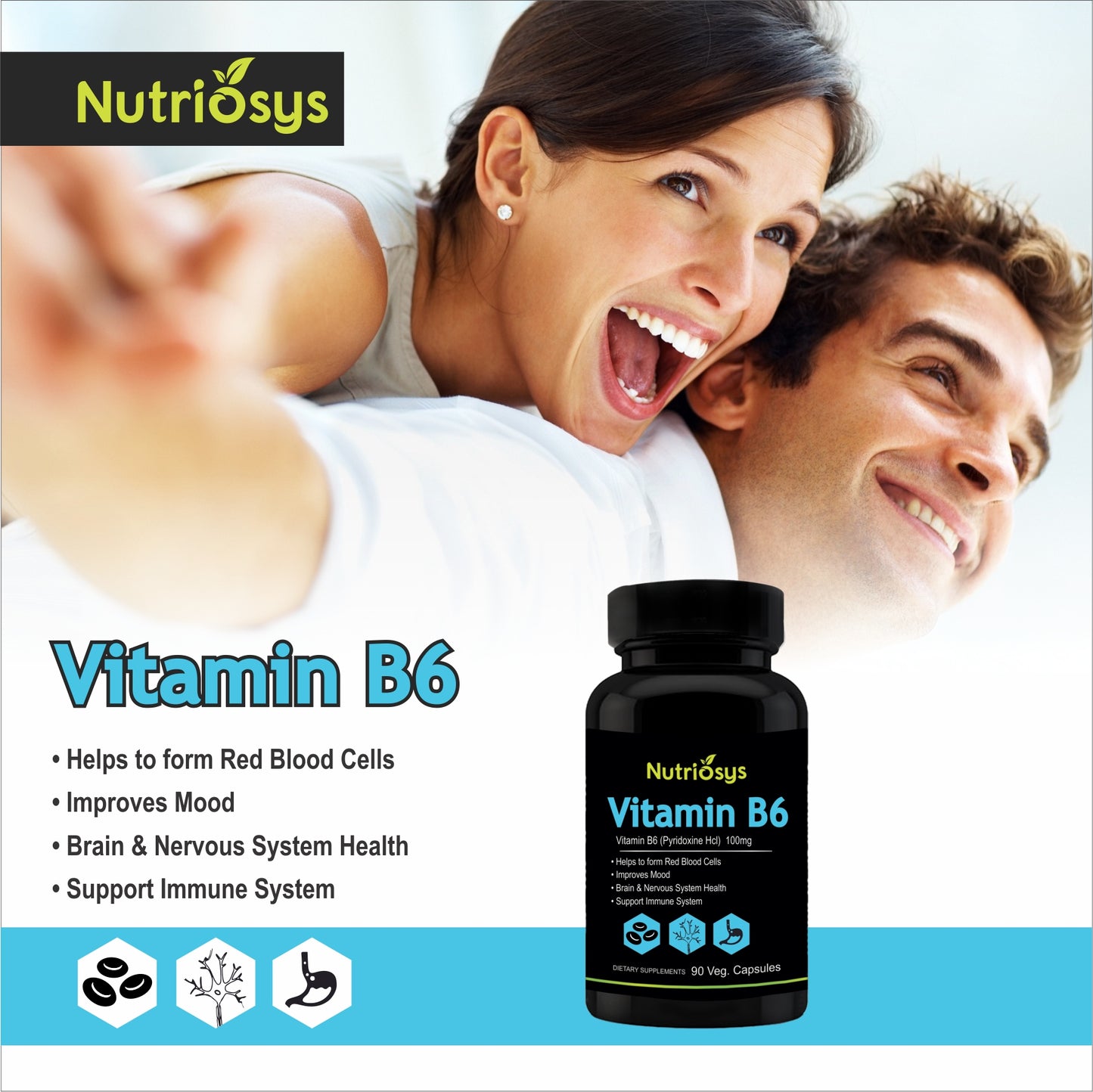 Nutriosys Vitamin B6 100mg - 90 Capsules