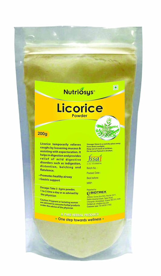 Nutriosys Licorice (Mulethi/Yashtimadhu) Herbal Powder For Body, Skin, Face and Hair - 200Gram