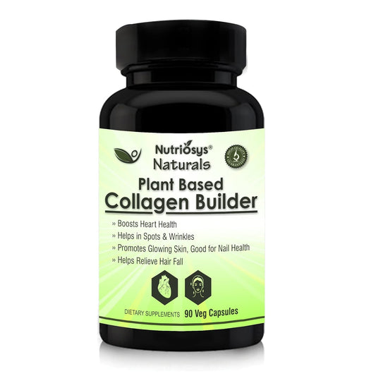 Nutriosys Naturals Plant Based Collagen Builder | With Vitamin C, Zinc & Biotin | Healthy Skin & Hair | Build Muscles | Healthy Joints & Stomach - 90 Veg Capsules
