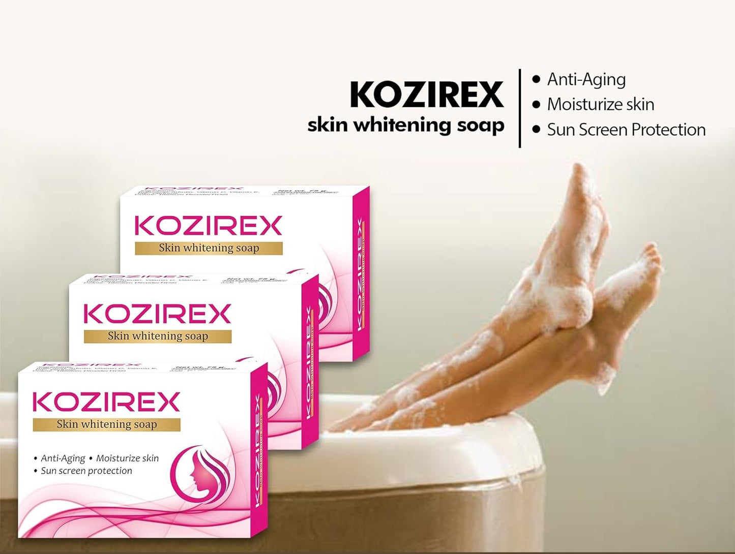 Biotrex Nutraceuticals Kozirex Skin Whitening Bath Soap, 75g (Pack of 6)